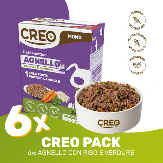 CREO MONOPROTEICO - Agnello con riso e verdure - 6 Pezzi