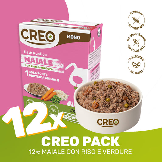 CREO MONOPROTEICO - Maiale con riso e verdure - 12 Pezzi