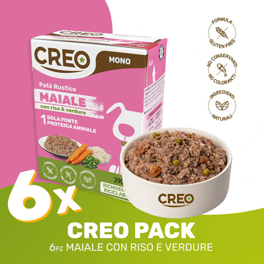 CREO MONOPROTEICO - Maiale con riso e verdure - 6 Pezzi