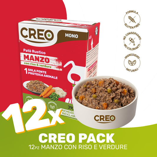 CREO MONOPROTEICO - Manzo con riso e verdure - 12 Pezzi