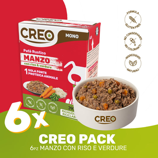 CREO MONOPROTEICO - Manzo con riso e verdure - 6 Pezzi