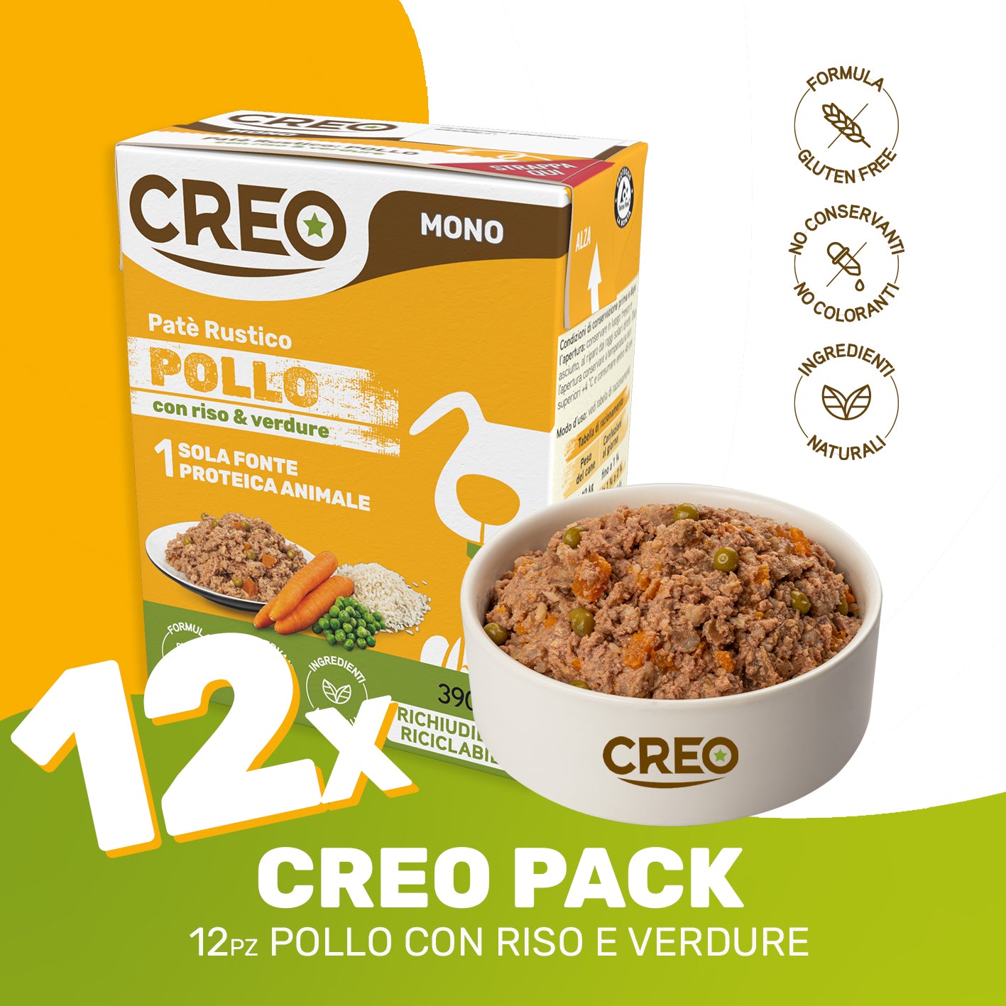 CREO MONOPROTEICO - Pollo con riso e verdure - 12 Pezzi