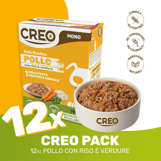 CREO MONOPROTEICO - Pollo con riso e verdure - 12 Pezzi