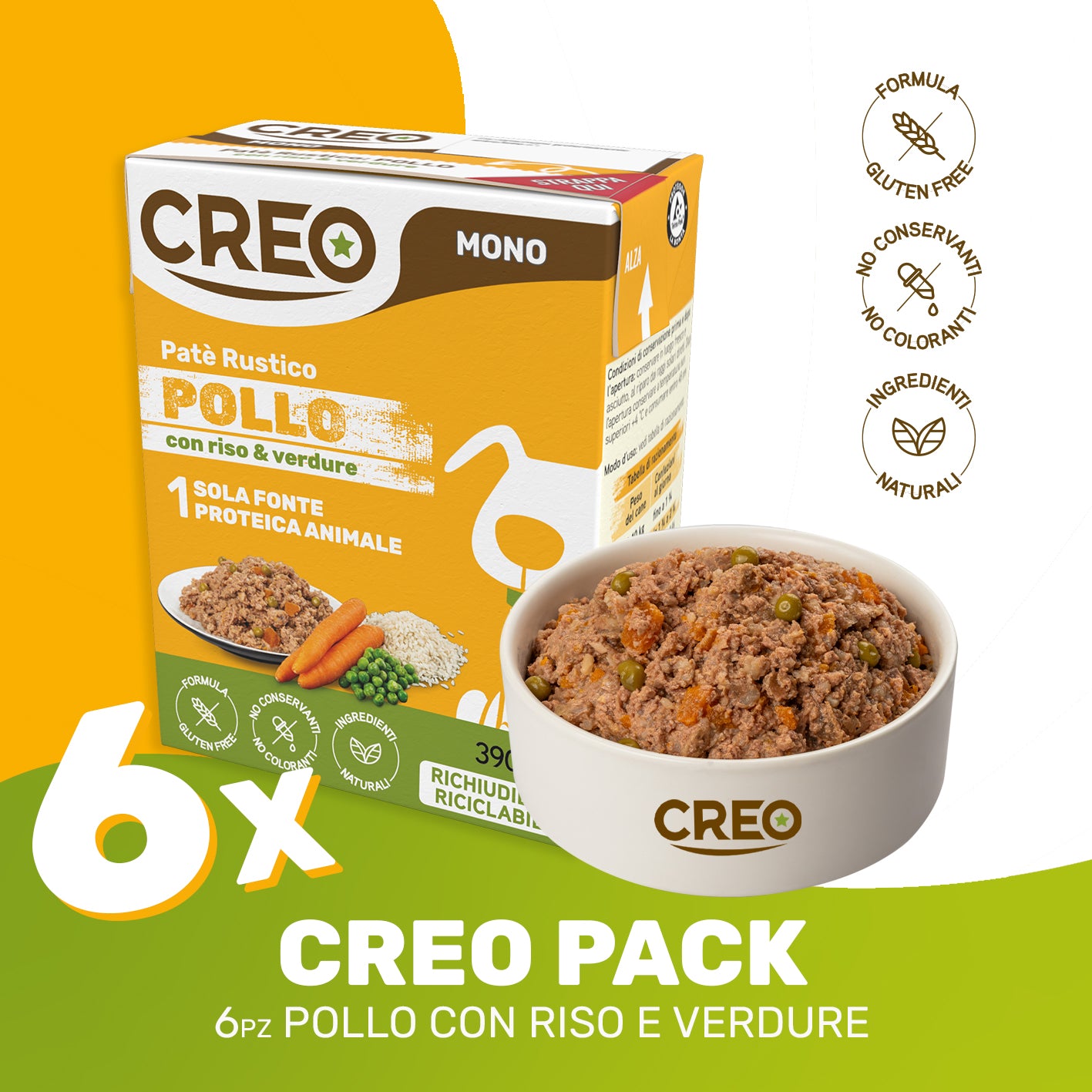 CREO MONOPROTEICO - Pollo con riso e verdure - 6 Pezzi