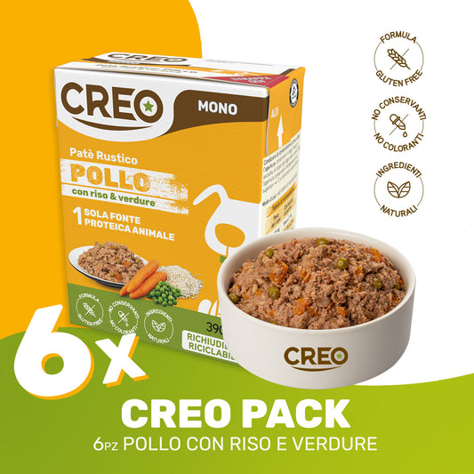 CREO MONOPROTEICO - Pollo con riso e verdure - 6 Pezzi